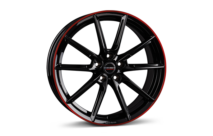 Borbet LX18 Black Glossy Rim Red